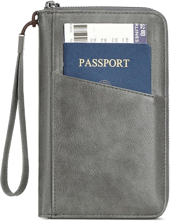 Family Passport Holder for Travel Women and Men Multiple RFID blocking Passport Holder MultiFunction Passport Wallet Passport Case Passport cover with Zipper