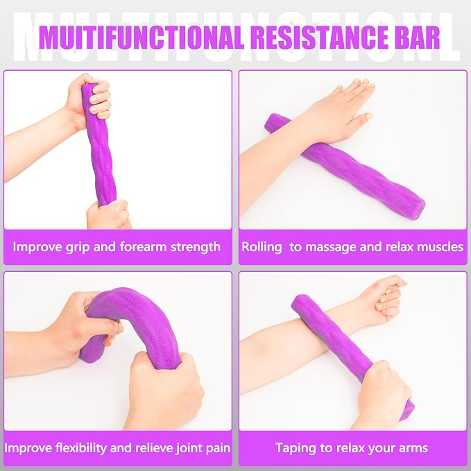 DICYWUDI Flex Therapy Bar and Grip Strength Trainers set, Physical Therapy & Resistance Bar for Golfers Elbow, Tendinitis, Wrist,Forearms Pain, Improve Grip Strength and Relieve Pain