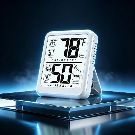 2 Pack Room Thermometer Indoor Hygrometer with Max/Min Record | W/ Battery, 24h Max/Min Record, Accurate Sensor, Fast Refresh, Easy to View, ℉/℃, Durable Kickstand, Compact, for Home Office