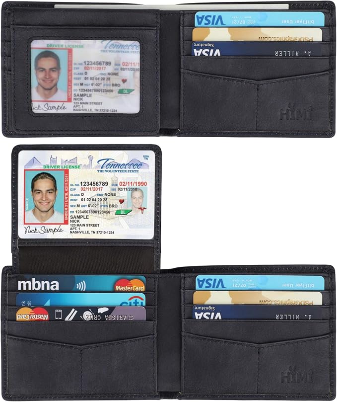 HIMI Wallet for Men-Genuine Leather RFID Blocking Bifold Stylish Wallet With 2 ID Window
