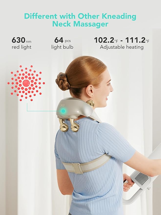 SKG Neck Massager for Pain Relief Deep Tissue Shiatsu Cordless Neck and Shoulder Massger with Heat Valentine Gifts for Men Women Dad Mom Grandpa H7 Ultra E