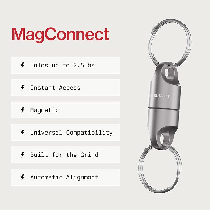 KeySmart MagConnect Magnetic Key Holder for Purse, Key Chains for Car Keys - Detachable Key Ring Quick Release Keychain