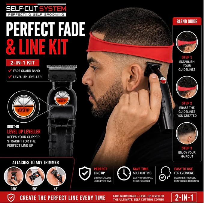 Silicone Haircut Guide for Men – Hands-Free Fade Template for Clippers | DIY Self-Cut Neckline & Taper Shaping Tool