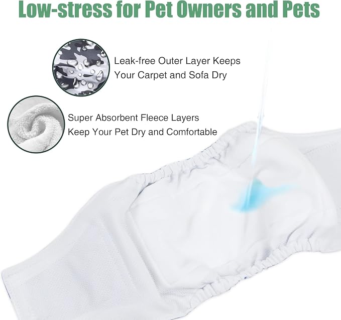 wegreeco Washable Male Dog Diapers (Pack of 3) - Washable Male Dog Belly Wrap (Camo, XS)