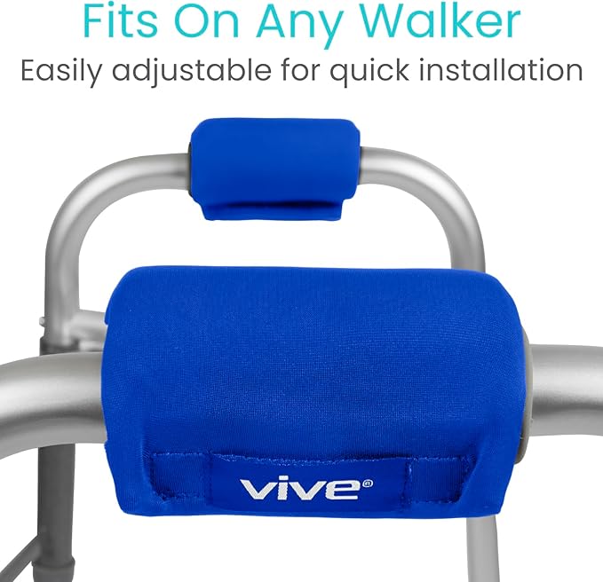 Vive Walker Handle Cushions - Padded Hand Covers - Soft Cushion Padding Medical for Folding Rolling Wheelchair, Rollator Handle, Senior, Elderly Grippers - Crutch Handle Pad Grips - Mobility Aid