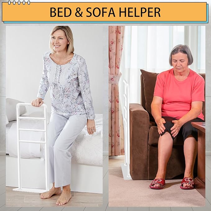 yeezoo Chair & Couch Stand Assist bar, Stand Assist Rail with Non-Slip Covers, Four Heights Heavy Duty Assist bar for Seniors Elderly, Adults and Others who Need Extra Help(Polished White)