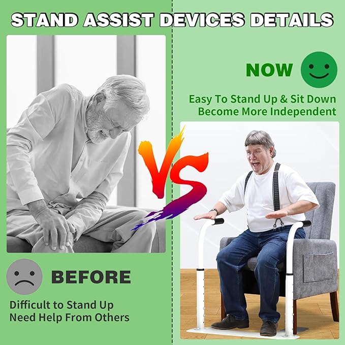Heavy Duty Couch Stand Assist, Height & Width Adjustable Standing aid & Support Device, Chair/Sofa Stand Assist for Elderly Mobility & Daily Living Sit to Stand(400LBs Loading, White)