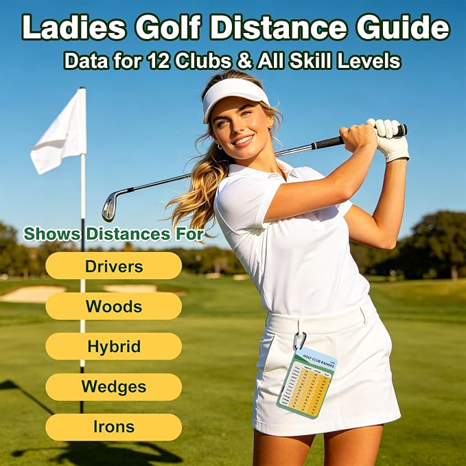 2 Pack Golf Club Distance Card, Waterproof Yardage Chart Card, Credit Card Size and Easy Carry, Quick Reference Guide with Clip, Golf Bag Accessories for Men Women Golfers | Durable、Hassle-Free、Pocket-Sized、Great Gift