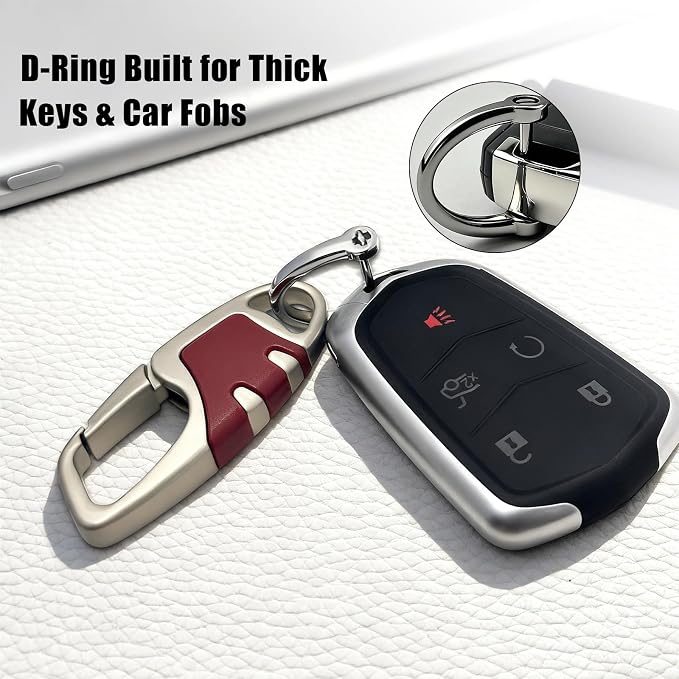 Keychain Carabiner Clip,Heavy Duty Belt Loop Car Key Ring Holder | Durable metal build, mens EDC accessory, 4 key rings, secure locking D-ring, fits belt loops, holds home, car key fobs