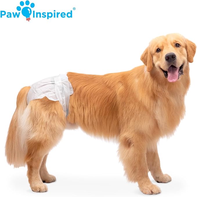 Paw Inspired Disposable Female Dog Diapers, XL Size, 144 Count | Ultra Protection, Adjustable Fasteners, Comfortable Fit, Leakproof Core, For Dogs in Heat, Excitable Urination, Incontinence