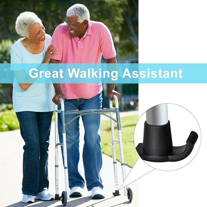 Dotday Walker Skis Glides 4 Pack, Universal Walker Accessories for Seniors | Walker Glides for Folding Walker, Durable Easy-Glide Mobility Aid, Walker Feet Replacement, Universal 1-1/8 inch, Gray