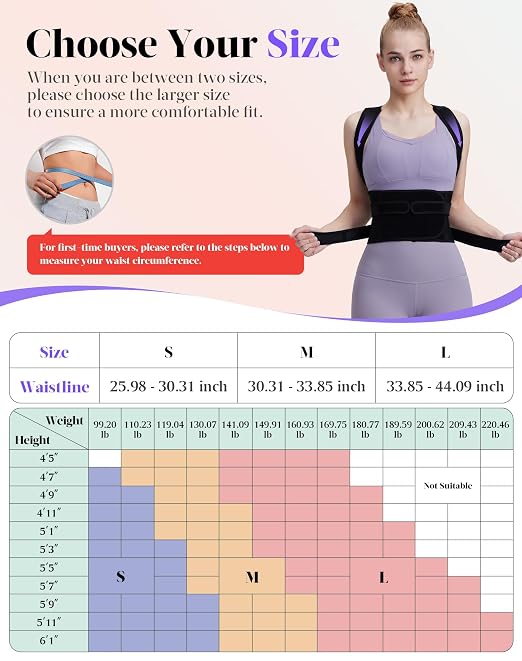 Posture Corrector for Women and Men, Full Back Support Brace, Adjustable Shoulder Straightener, Improving Posture, Relief Upper and Lower Back, Neck Pain, Full Black, Medium