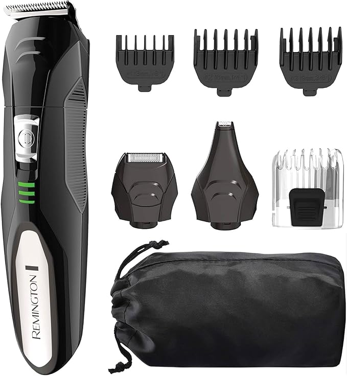 Remington All-in-One Grooming Kit, Lithium Powered, 8 Piece Set, Black