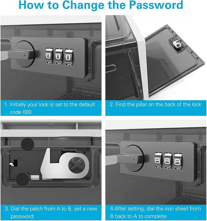 BUG HULL Large Capacity Medication Lock Box, Fridge Lock Box for Medicine Safe, Locking Medicine Box with Code for Snack, Food and Home Safety