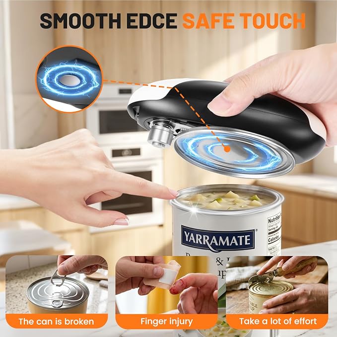 Electric Can Opener, USB-C Rechargeable One Touch Hands Free Automatic Can Openers for Most Can Sizes Smooth Edge, Safe and Easy to Use for Seniors, Arthritis Sufferers, Kitchen and Camping
