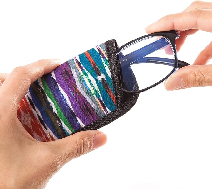 TRIUMPH VISION 3 Pack Reading Glasses Pouch Soft Case Eyeglass Sleeve Slim | Alternative to Bulky Case in bag, Lightweight Lined Padded Protect Optical lens Slip in, Cute Pattern Portable for Daily Use