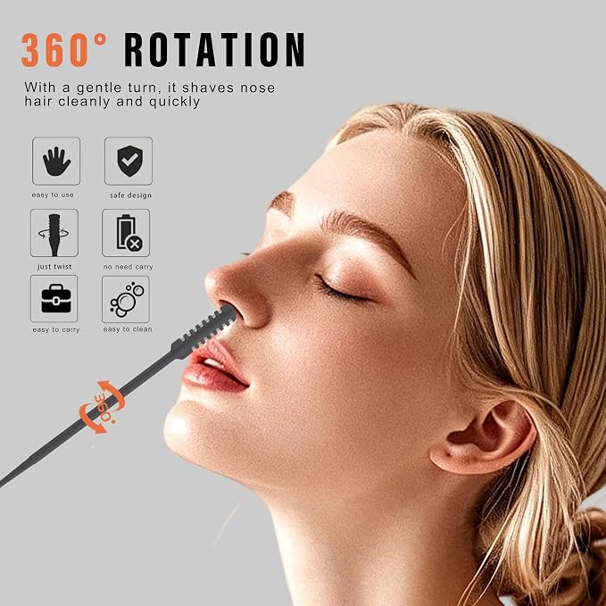 New 2026 Upgraded Staggered Blades Nose Hair Trimmer - Pain-Free & Efficient Nostril Hair Remover for Men and Women, Manual 360°Rotation with Soft Cleaning Brush (4-Pack) White