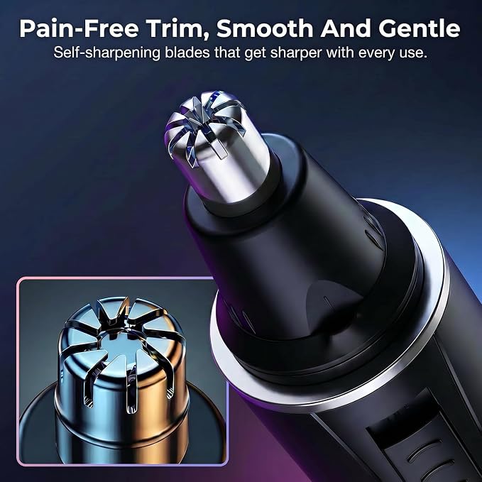 Nose Hair Trimmer for Men,Rechargeable 3-in-1 Professional Painless Eyebrow & Facial Hair Trimmer for Men Women,Multifunctional Trimmer with IPX7 Waterproof,Powerful Motor and Dual-Edge Blades