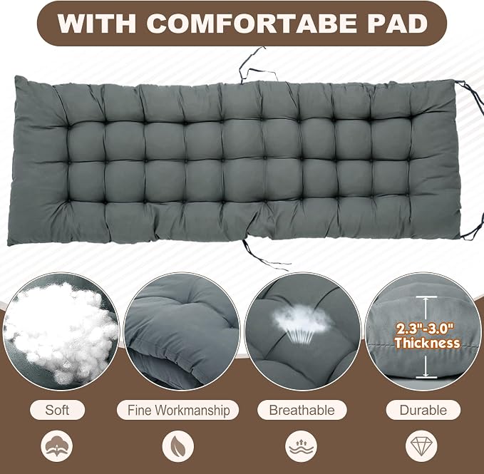Comfy Folding Recliner Chair -Bedroom Living Room Chairs | Patio Lounge Chair with Removable Cushion for Indoor Outdoor