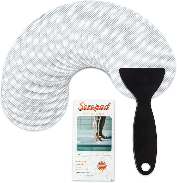 24 PCS Original Non-Slip Bathtub Stickers, Safety Bathroom Tubs Showers Treads Adhesive Decals Scraper