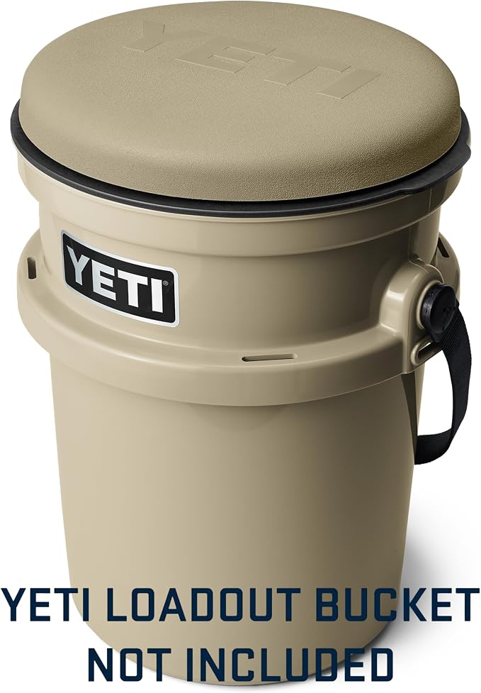 YETI 5 Gallon LoadOut Bucket 360-Degree Swivel Seat, Heavy Duty Foam Cushion for Dove/Duck Hunting, Fishing, Baseball, Gardening and Camping, Tan