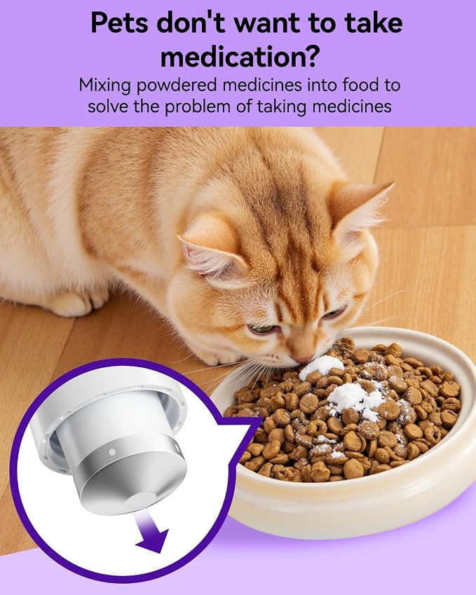 Pill Crusher and Pill Cutter - Cotatoc 3-in-1 Pill Crusher Fine Powder with Stainless Steel Grinding Head, Tablet Grinder with Storage for Tablets, Pill Cutter Splitter for Small Pills (Purple)