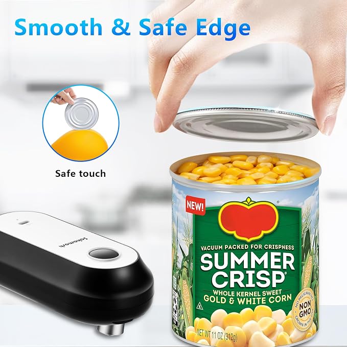 SAKAMOSH One-Touch Auto Stop Electric Can Opener | Smooth Safe Edges, Cordless Rechargeable, One-touch Auto Stop, Compatible with Most Can Sizes, Great for Seniors, Arthritis