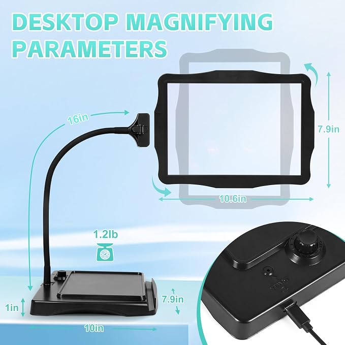 Magnifying Glass with Light and Stand 50 Ultra-Bright LEDs Large Magnifying Lamp with Light Magnifying Glass on Stand Hand-Free with 360° Flexible Gooseneck for Close Work Reading Repair Crafts | Magnifying Lamp with Light Magnifying Glass on Stand Han...