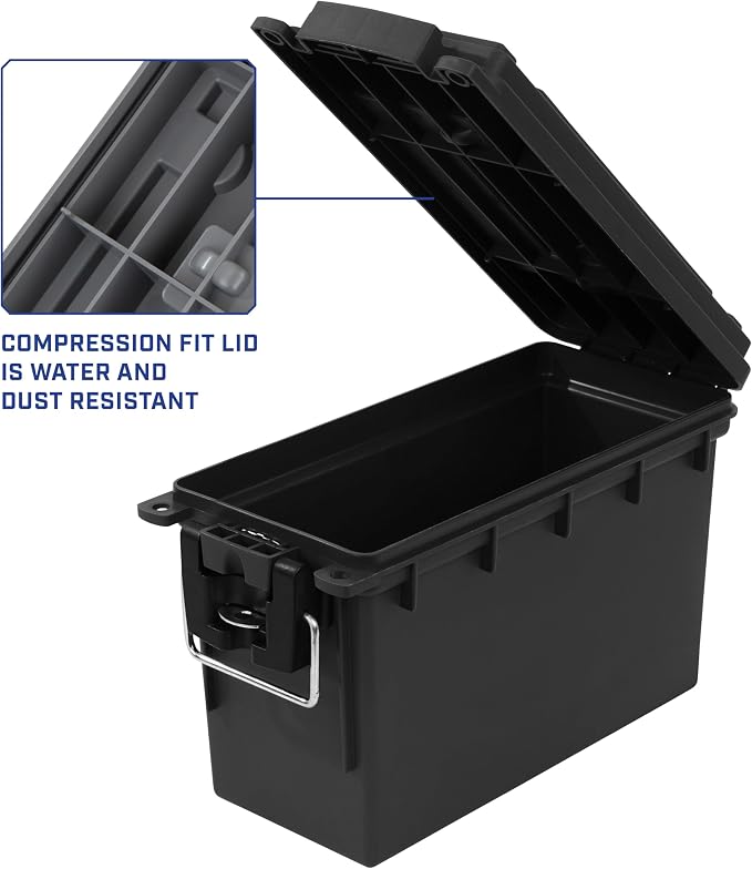 Sheffield Ammo Box Made in USA, Stackable Lockable Ammo Storage Box, Black | Lockable Storage Box, Water and Dust Resistant Dry Box, Secures Hunting Gear, Gun Accessories, Supplies, and Bullets