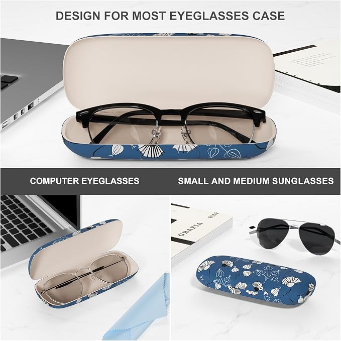 Eyeglasses Case, Portable Hard Shell Protective Case for Glasses, Eyeglass Holder Box for Women with Cleaning Cloth