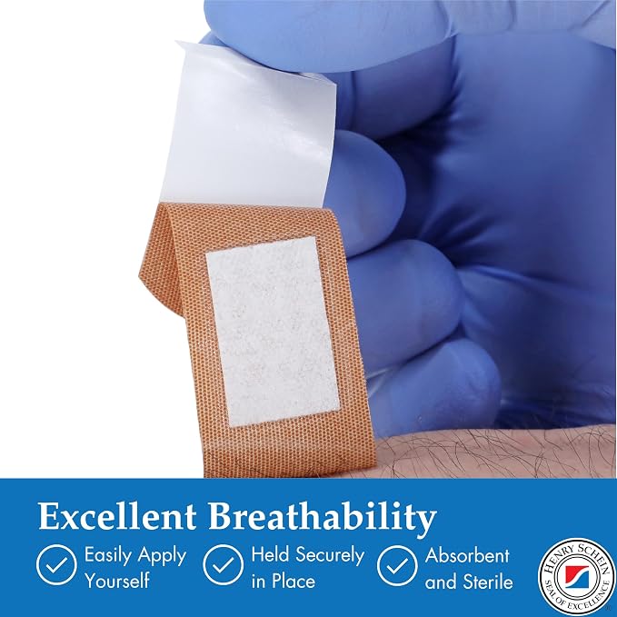 Henry Schein Fabric Adhesive Strip Bandages 1" x 3", Sterile, 5400 Ct | Latex Free, Tan, Non-Stick Pad, Everyday Cuts and Scrapes, 54 Boxes of 100, Perfect for First Aid Kits, Home and Medical Use