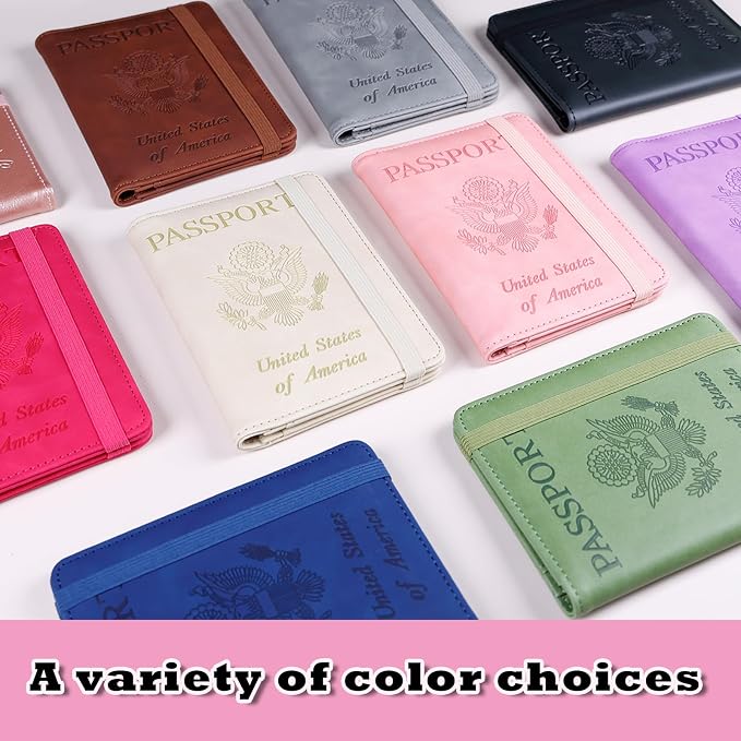 Melsbrinna Rfid Passport Holder for Travel women/Men, Cute Passport Wallet Rfid Blocking Card Slots, Rfid Passport Cover/CaseTravel Wallet, Passport Book Holder (1, Pink3)