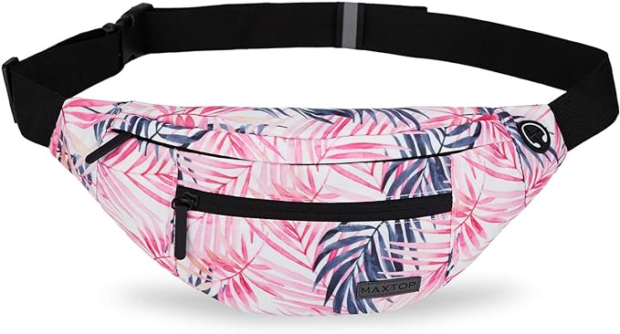 MAXTOP Large Fanny Pack for Women Waist Bag for Casual Festival Gifts | Large Capacity, 4-Zipper Pockets,Polyester,Lightweight,Idea for Hiking Traveling Outdoors Running Workout Casual