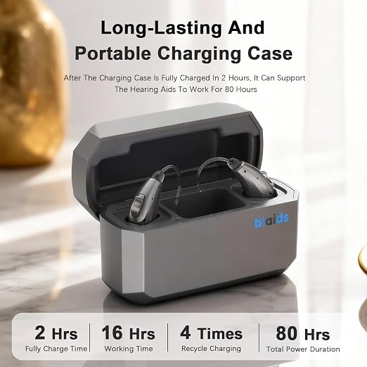 BlaidsX Neuro Hearing Aids, Bluetooth Rechargeable OTC Hearing Aids for Seniors and Adults, Mobile App Hearing Test Audiogram & Noise Cancellation, Dual Mic & 32 DSP Channels | USA-Designed