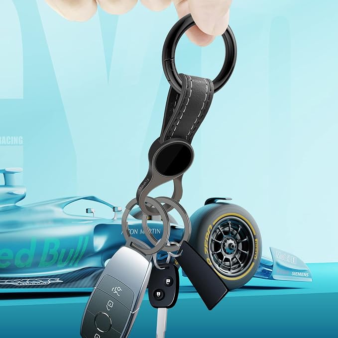 Idakekiy Key Chain with 4 Key Rings and Quick Release Carabiner Clip Leather Car Keychain for Men and Women