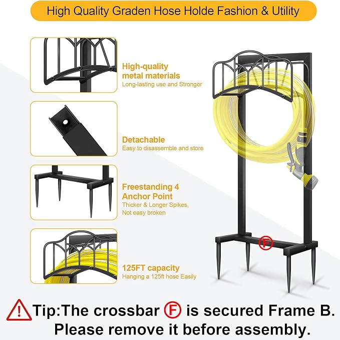 2 Pack Garden Hose Holder-Upgraded Hose Holder Holds 100-feet Hose,Freestanding Heavy Duty Hose Hanger,Sturdy Hose Stand and Hose Storage Rack for Lawn & Yard,Black