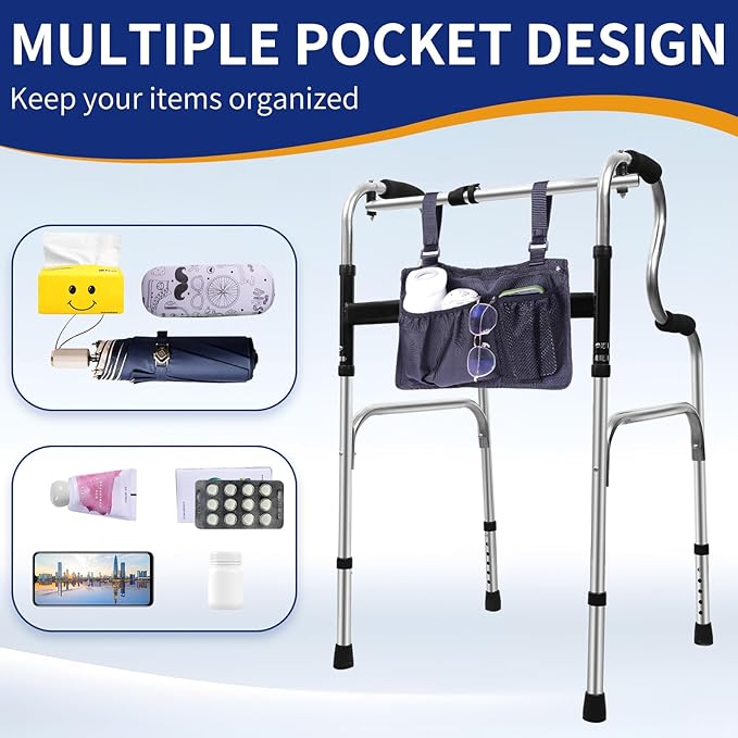 XAOMING Wheelchair Side Bag with Cup Holder,wheelchair accessories adult for Walker, Rollator, Electric Scooter Wheelchairs，Power Wheel - Side Storage Organizer for Elderly