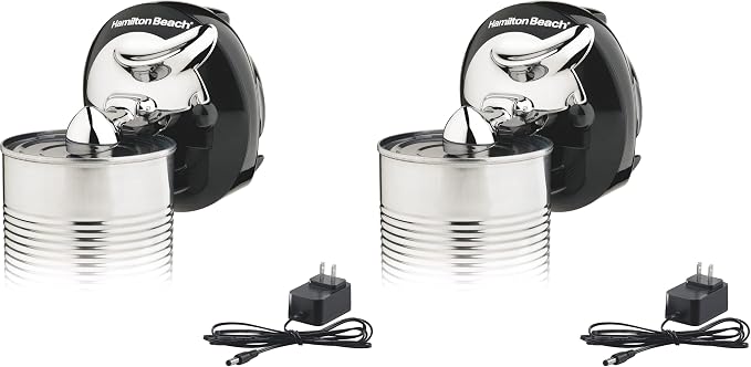 Hamilton Beach Walk 'n Cut Electric Can Opener for Kitchen,Use On Any Size,Automatic and Hand-Free,Cordless & Rechargeable,Easy Clean Removable Blade,Black (76501G),(Pack of 2)