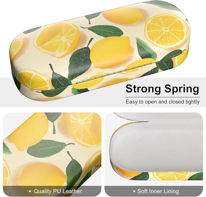 Hard Shell Leather Sunglasses Case,Classic Fashionable Cute Large Glasses Case for Women Men,Sunglass Eyeglasses