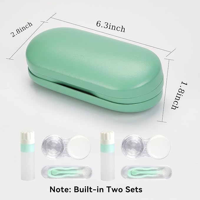 Eyeglass Case Double Sided Travel Size Portable Contact Lens Box 2 in 1 | Multifunction With Tool for Daily Outdoor Office