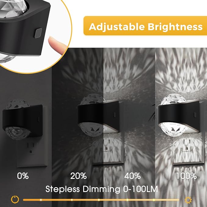 L LOHAS LED Night Lights Plug into Wall, Projector Night Light | Dusk to Dawn Sensor,5000K Daylight White Nightlight for Kids Playroom Home Theater Party