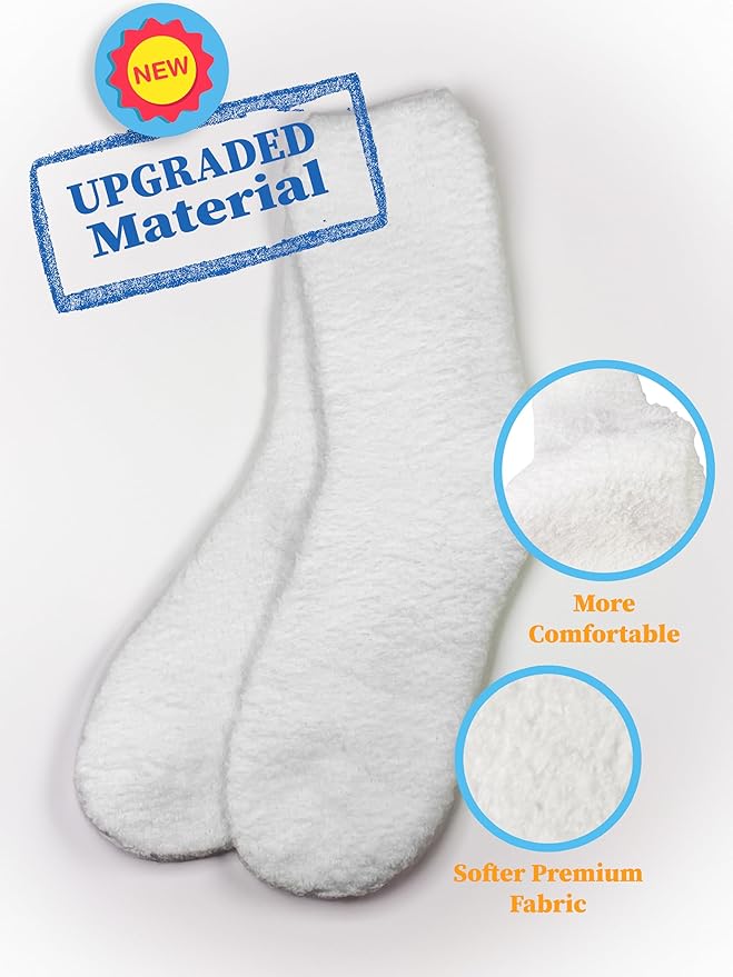 12 Pairs Fuzzy Socks for Women, Soft Fluffy Cozy Thick Warm Winter Holiday Stocking Stuffer Bulk Pack