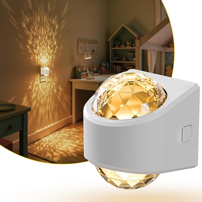L LOHAS LED Night Light,Projector Night Light with Dusk to Dawn Sensor | 3000K Soft White, Brightness Adjustable,Plug in Nightlight for Bathroom,Bedroom,Hallway,Party,Home Decor