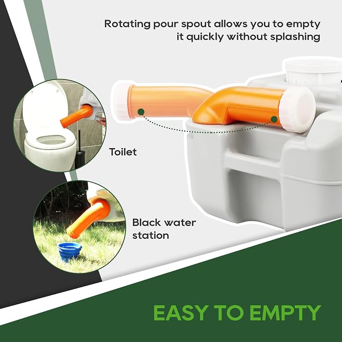 RVGUARD Portable Toilet, 5.3 Gallon Camping Toilet, Adult Waste Tank | Level Indicator, with Carry Bag and Wash Sprayer, for RV/Yacht/Truck