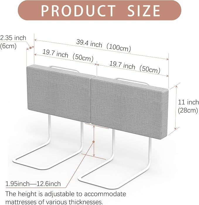 Bed Rail Bumpers for Toddlers, Foam Padded Bed Rail for Kids Safety, Bed Side Guard Rails for Old Dogs, Bunk, Twin, Queen & King, Full Size Beds（Gray, 2 Packs）