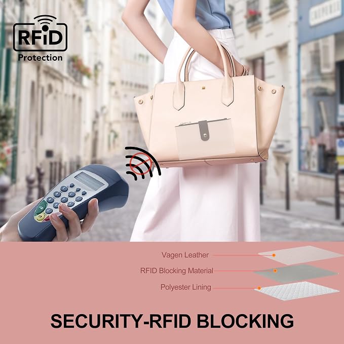 Wallet Women RFID Blocking Multi Cards Wallet Credit Card Holder for Women Large Capacity Lady Leather Trifold Travel Wallet with Passport/Pen Holder