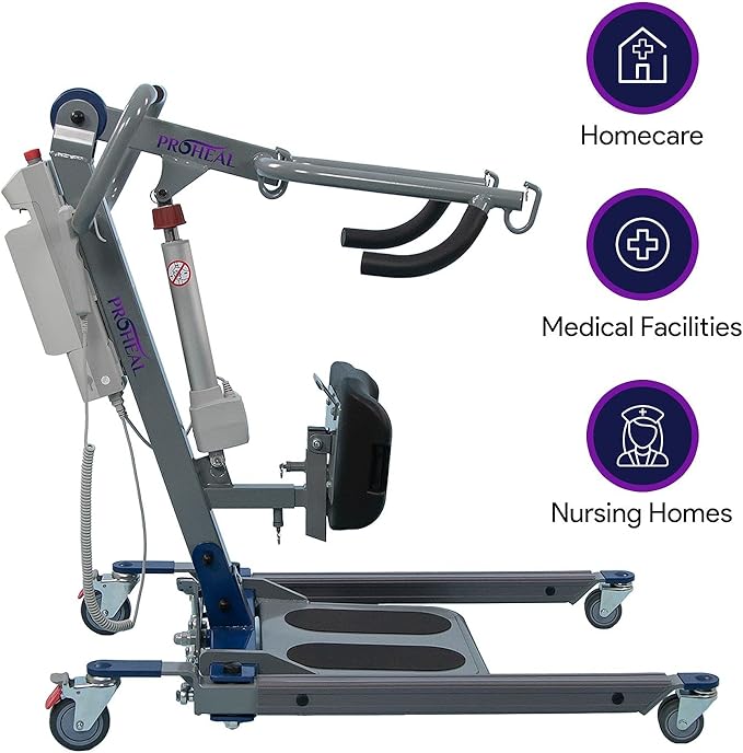 ProHeal Sit to Stand Lift - Bariatric Full Body Patient Transfer Lifter for Home Use and Facilities - Long Lasting Battery, 600 Pound Weight Capacity, 4 Sling Hooks