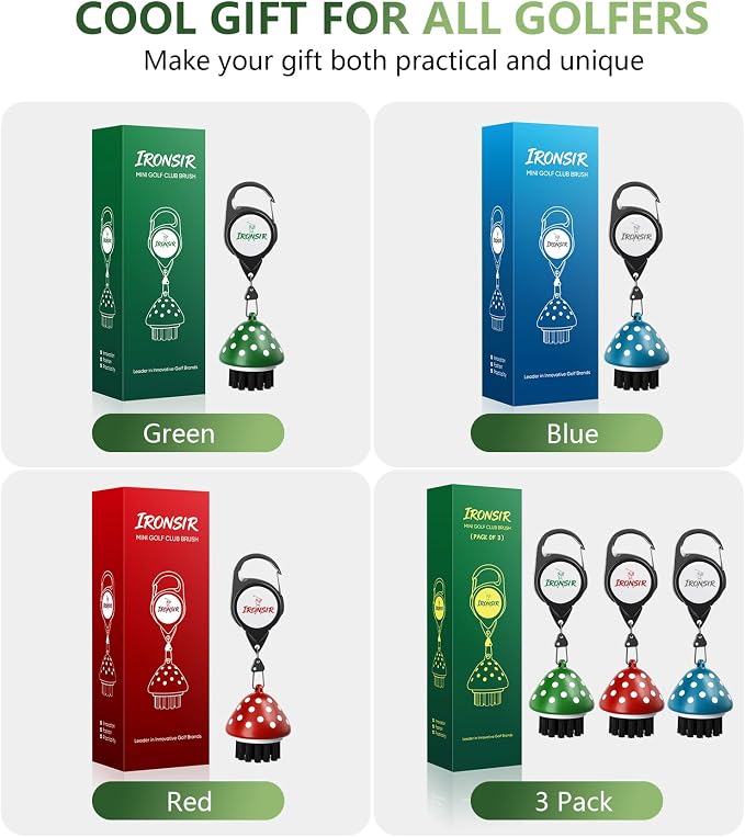 Mini Golf Club Brush Cleaner with Retractable Clip, Cool Golf Accessories for Men/Women Golf Stuff Golf Gadgets Unique Golf Golf Gifts for Men