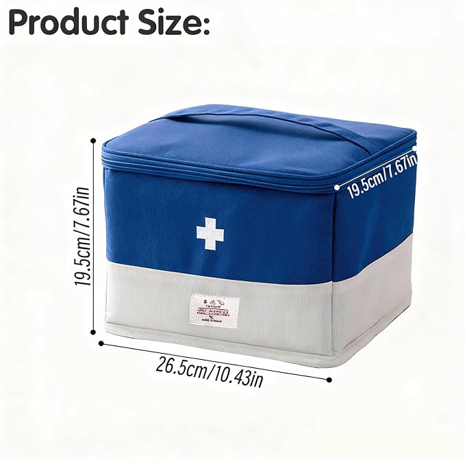 Travel Medicine Bag Organizer, Portable Medical Bag Empty, for Home, Travel, Camping, Car, Hiking & Outdoor Emergencies, Emergency Medical Kits (Blue)