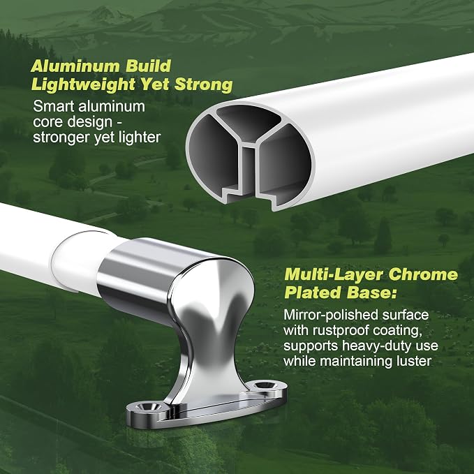 Adjustable RV Screen Door Handle Cross Bar, White, 21.7-33 in | Aluminum Pull Rod for Motorhome, Camper, Fifth Wheel and Travel Trailer Doors; Quick Install, Helps Protect Screen Mesh